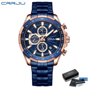 Relógio de Luxo Masculino CRRJU Multifuncional